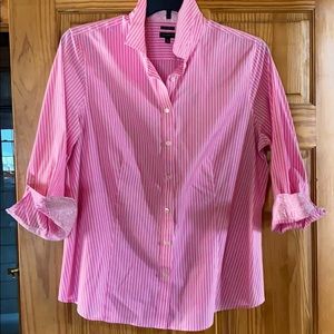 Talbots Pink stripe ¾ Sleeve Button Down Shirt